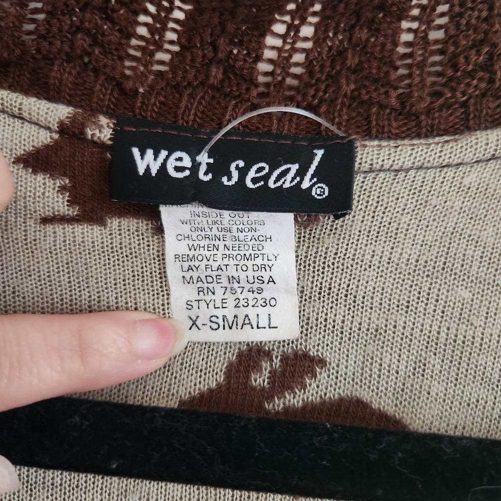Y2K Wet Seal Bunny Knit Cardigan XS XXS Brown Cottagecore Rabbit Sweater - Picture 2 of 5